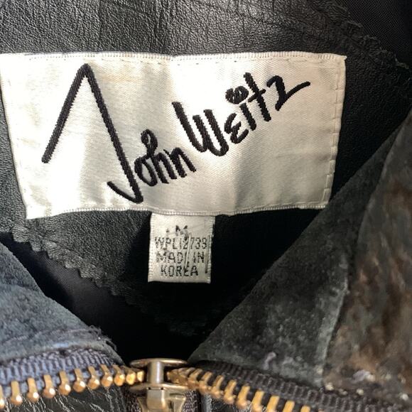 John Weitz Vintage 90s Embellished Leather Jacket - Picture 6 of 9